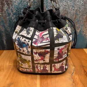 Angela Frascone Vintage Y2K Poodle Print Vinyl Bucket Bag (EUC)